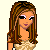 Pixel art image featuring a woman's upper body, text reading "I Love You," and multiple red lips icons on a red background.