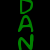 Green pixelated text on black background arranged in two columns with vertical alignment, showing partial words "DAN" and "THE MAN" across a contact sheet layout.