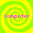 Four identical spiral patterns with alternating yellow and green rings, each containing the word "Computer" in pink text.