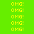 Yellow pixelated text "OMG!" repeated in vertical on green and blue backgrounds
