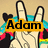 Pixelated hand making peace sign with colorful wristband, overlaid text labels in yellow outline on beige background.