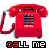 A contact sheet of five animated frames showing a red rotary telephone icon with "call me" text below it, arranged in 3x2 grid with one empty cell.