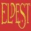 six red with yellow text and dragon imagery, featuring 'ELDEST', 'Christopher Paolini', 'AUGUST 05', and close-ups of a red-scaled dragon's eye and spines