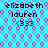 A static digital image displays repeated text and patterned shapes on a cyan background with no visible animation changes.
