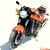 A pixelated motorcycle icon with orange and black coloring, displayed in a contact sheet layout with visible text 'Coolbuddy.com' on the right side of one frame.