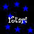 Blue stars scattered on black background with four instances of 'iStar!' text in white pixelated font.