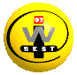 Yellow sphere with black circular outline and 'W BEST' logo, displaying Portuguese text about a Brazilian internet award across multiple views.