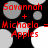 Red text on black background with gray and white circles; text reads "Savannah + Michaela = Michaela Apples" in two identical