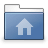 Static pixel art icon of a blue folder with a white house symbol centered on its front, set against a light gray background.