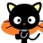 A pixelated black cat mascot with yellow inner ears and orange fur accents on a white background, next to green text reading "Original Icons .com" on a dark green background.