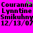 Pixelated text on bright pink background with green accent, showing names and date in repeated