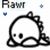 Animated pixel art of a white dinosaur with black spikes, two characters embracing, and a gray figure with closed eyes.