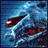 Animated blue and red abstract shape with changing text below it, set against a blue background.