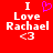 Red background with white text 'I Love Rachael <3' and a purple heart symbol above 'Love' in the left view, identical text without the heart in the right view.