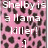 Pink background with dark brown spots, white text reading "Shelby is a llama killer! :" on left side and black text version of same phrase on right side.