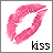 Pixelated pink lips forming a kiss shape with 'kiss' text below, displayed in a of nine identical frames