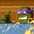 A pixelated animated contact sheet showing a Teenage Mutant Ninja Turtle character with purple bandana and green skin, alongside a green background with "Original Icons .com" text.