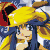 A 2x2 contact sheet of four distinct anime-style character icons with pixelated art, each in a separate frame showing different characters and poses.