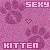 Animated buddy icon featuring repeating pink paw prints, hearts, and text on a textured background with visible frame-to-frame animation changes.