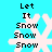 Pixelated text and snowflake icons on a cyan background, with visible animation changes between frames.