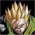 Pixelated image of a character with spiky golden-brown hair, closed eyes, and a neutral expression against dark background.