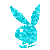 Four turquoise pixelated bunny head icons arranged in a , each with distinct ear and body positions