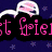Pixelated buddy icon with four quadrants showing text fragments, hearts, and stars on dark and light backgrounds.
