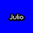 Pixelated text displays 'Julio', 'AKA', and 'Smokey' across blue, white, and gray backgrounds in a split- layout