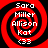 Four identical red and black spiral-patterned icons with white text reading 'Sara', 'Miller', 'Allison', 'Kat', and '<33' arranged in a