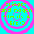 A static image with cyan background and pink concentric circles, displaying green text reading 'bridget and megan friends 4 life<3' in four identical quadrants.