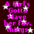A dark brown background with white stars and pink text reading "A Girl's Gotta Have her fav. things" repeated in a pattern