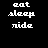 five and six showing text-based icons with 'eat sleep nida' in white, green, blue, purple, and black variations across frames