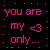 Static pixel art displays pink text on black background with heart symbols and ellipses.