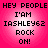 Pixelated text on a pink gradient background with four identical displaying 'HEY PEOPLE I'AM IASHLEY62 ROCK ON!'