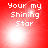 Red background with white pixelated text 'Your my Shining Star' and a bright light effect that changes position across frames.