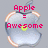 Pixelated apple icon with bite taken out, displaying 'Apple = Awesome' text in red pixel font over gray background.