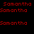 Red pixelated text "Samantha" repeated in a pattern on black background with no visible animation changes
