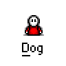 Animated contact sheet of a pixel art buddy icon featuring two characters: a red-shirted stick figure and a brown-haired girl, with visible frame-to-frame motion changes across 25 sampled frames.