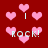Red background with pink heart shapes and white text reading "ROCK!" in pixelated font, arranged in a repeating pattern.