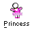 Pixelated figure in pink ballet outfit with arms extended, white face, and text 'Princess' below on gray background.