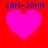Four identical pixelated heart icons arranged in a on a red background, each with blue text above reading "CAM+JOHN"