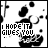 Black-and-white animated icon with repeated text "I HOPE IT GIVES YOU" and a figure holding an object, showing pixelated motion across frames.