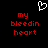 A black background displays a white pixelated heart icon above red text reading 'my bleedin heart' in two identical side-by-side arrangements.
