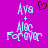 Pixelated text 'Ava + Alec Forever' in light blue on magenta background with a brown heart symbol above the left side.
