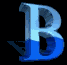 Three of three identical blue 3D letter B icons on black background, each with light blue top and dark blue bottom gradient