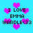 Pixelated cyan background with pink heart shapes and repeated text "I LOVE EMMA WARDLE<33" in black block letters.
