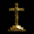 A split-frame contact sheet showing a pixelated golden cross on black background and green text reading "Original Icons .com" on dark green background.
