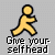 Yellow stick figure performing sequential self-head actions with text 'Give yourselfselfhead' below each pose on gray background.