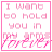 nine pink text on white background, with the rightmost grayed out; some show animated changes in text and symbols
