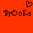 Red background with black pixelated text 'Broke' and a heart symbol above it, displayed twice side-by-side.
